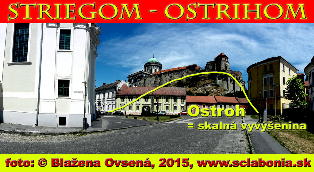 Ostrihom – mesto, ktoré pomenovali Slováci podľa toho, že sa nachádza na ostrohu, skalnej vyvýšenine.